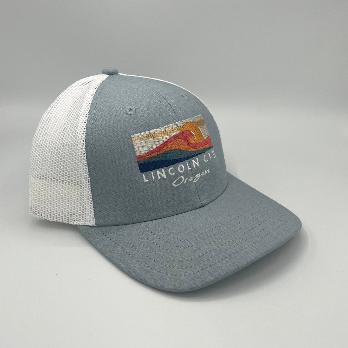 Hat Lincoln City Oregon Ocean White Wave