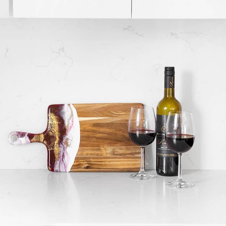 8" x 16" Merlot & Gold Charcuterie Board