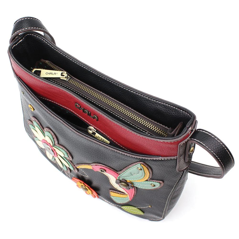 Crescent Crossbody Handbag Black Hummingbird