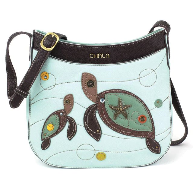Crescent Crossbody Handbag Light Blue Turtle