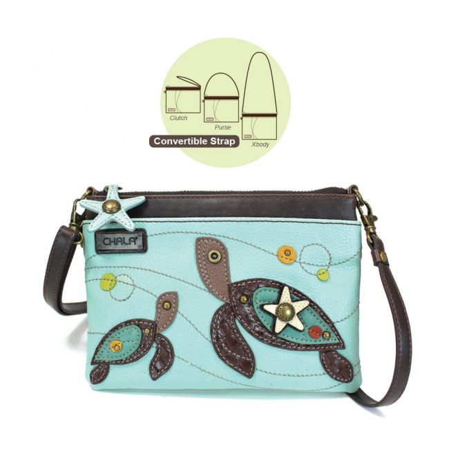 Mini Crossbody Light Blue Turtles