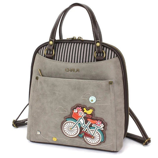 Convertible Backpack Purse Grey Bicycle