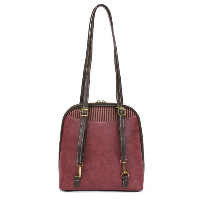 Convertible Backpack Purse Burgundy Pawprint