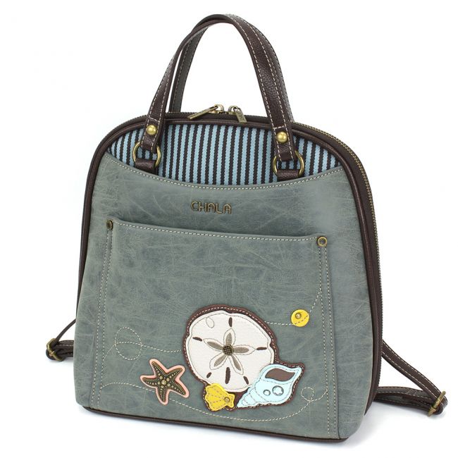 Convertible Backpack Purse Indigo Sand Dollar