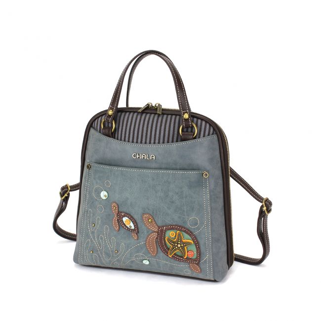 Convertible Backpack Purse Indigo Turtles
