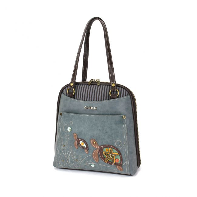 Convertible Backpack Purse Indigo Turtles
