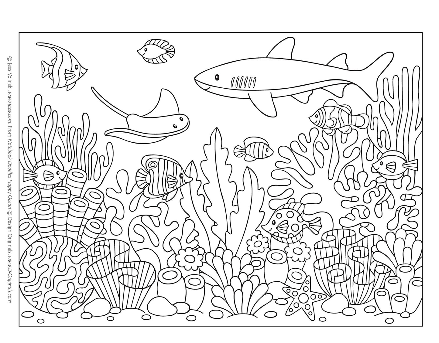 Coloring Book Notebook Doodles Happy Ocean