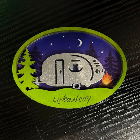 Laser Cut Wood Magnet Camper