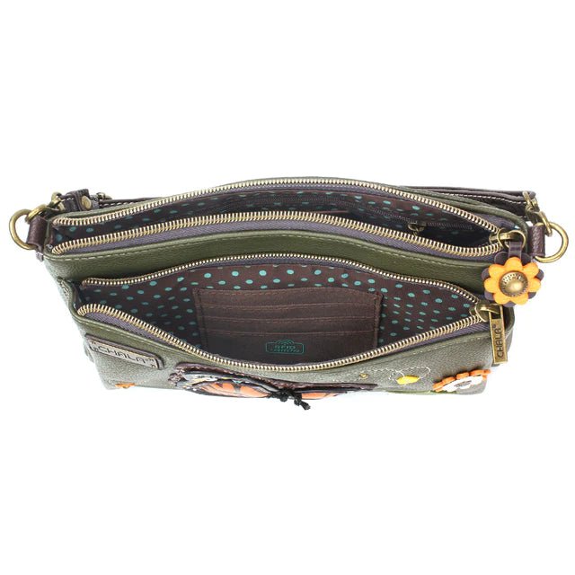 Deluxe Crossbody Olive Monarch Butterfly