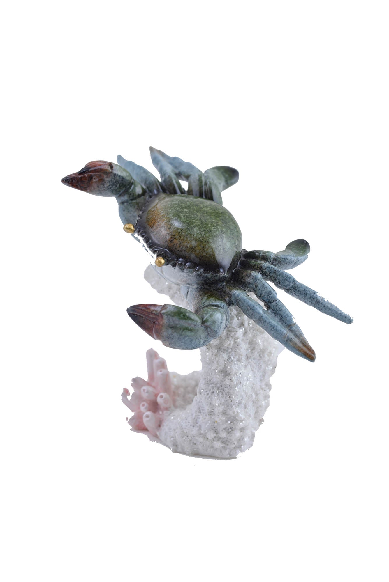 Figurine - Green Crab on White Coral