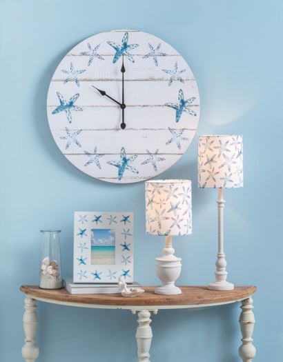Lamp - Whitewash Buffet Lamp with Starfish Shade