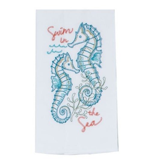 Towel - Seahorses Embroidered Flour Sack Towel