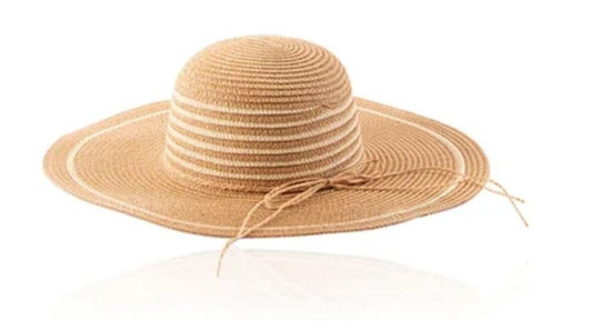 Sun Hat Striped Tan Raffia Style