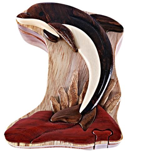 Wooden Dolphin Puzzle Box
