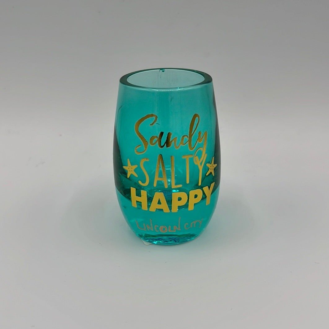 Clearance - Shot Glass Mini Wine Glass Sandy Salty Happy