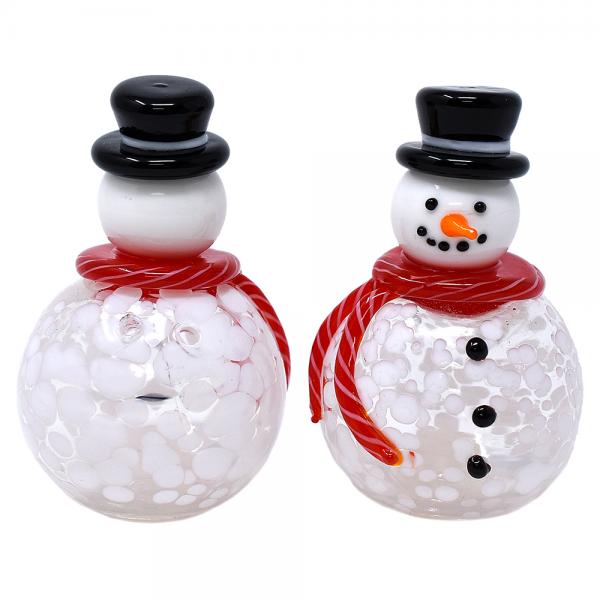 Salt & Pepper Shaker - Blown Glass Snowman