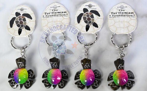 Key Chain Marble Turtle Multi Color