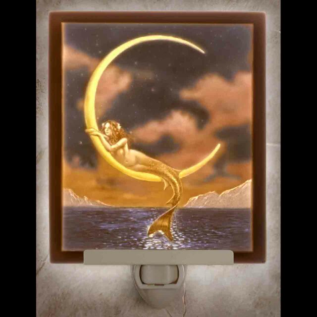 Night Light - Porcelain - Colorful Mermaid & Moon #1