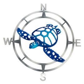 Wall Décor - Metal Wall Compass Rose w/Turtle