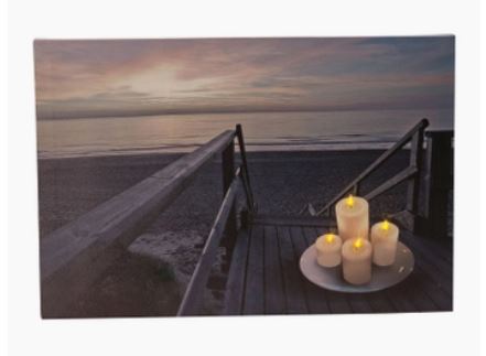 Wall Art - Beach Access Canvas with 4 LED Lights