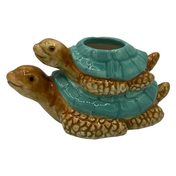 Ceramic Mom & Baby Sea Turtle Toothpick Holder