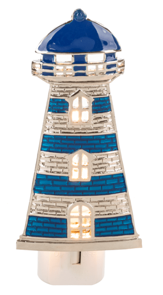 Blue Striped Lighthouse Night Light