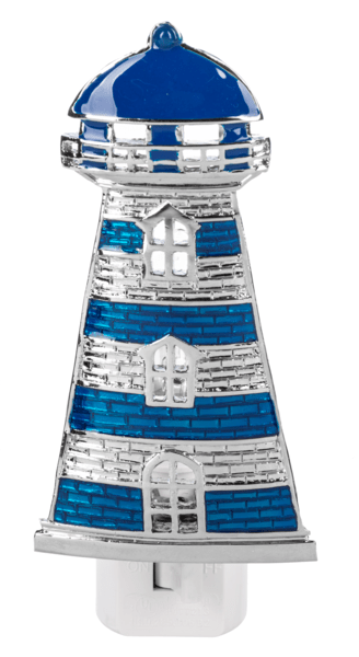 Blue Striped Lighthouse Night Light