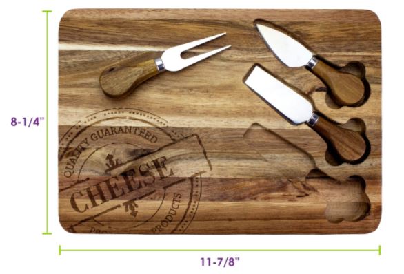 Serving Set - 4pc. Acacia Cheese