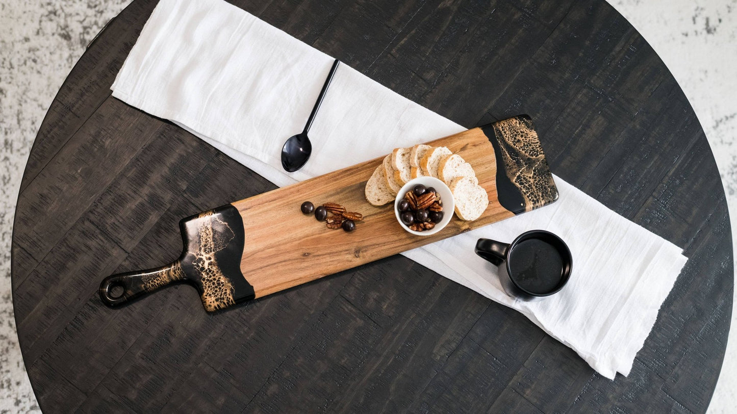 5" x 24" Baguette Black Ember Charcuterie Board
