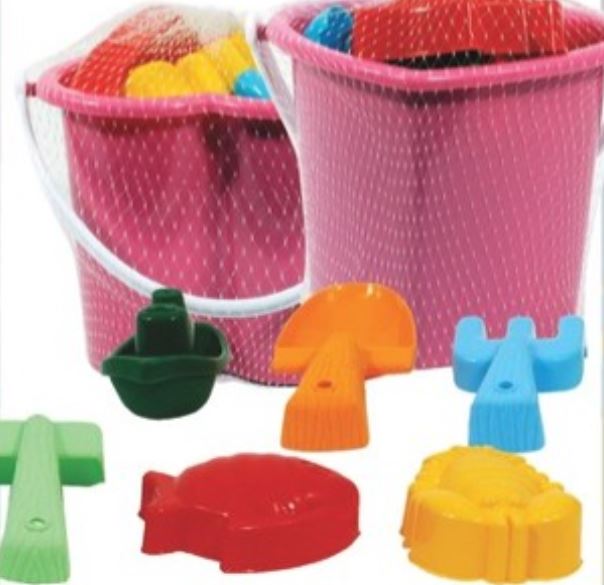 Beach Toy - Heart Bucket Set w/Molds, Shovel, & Rake