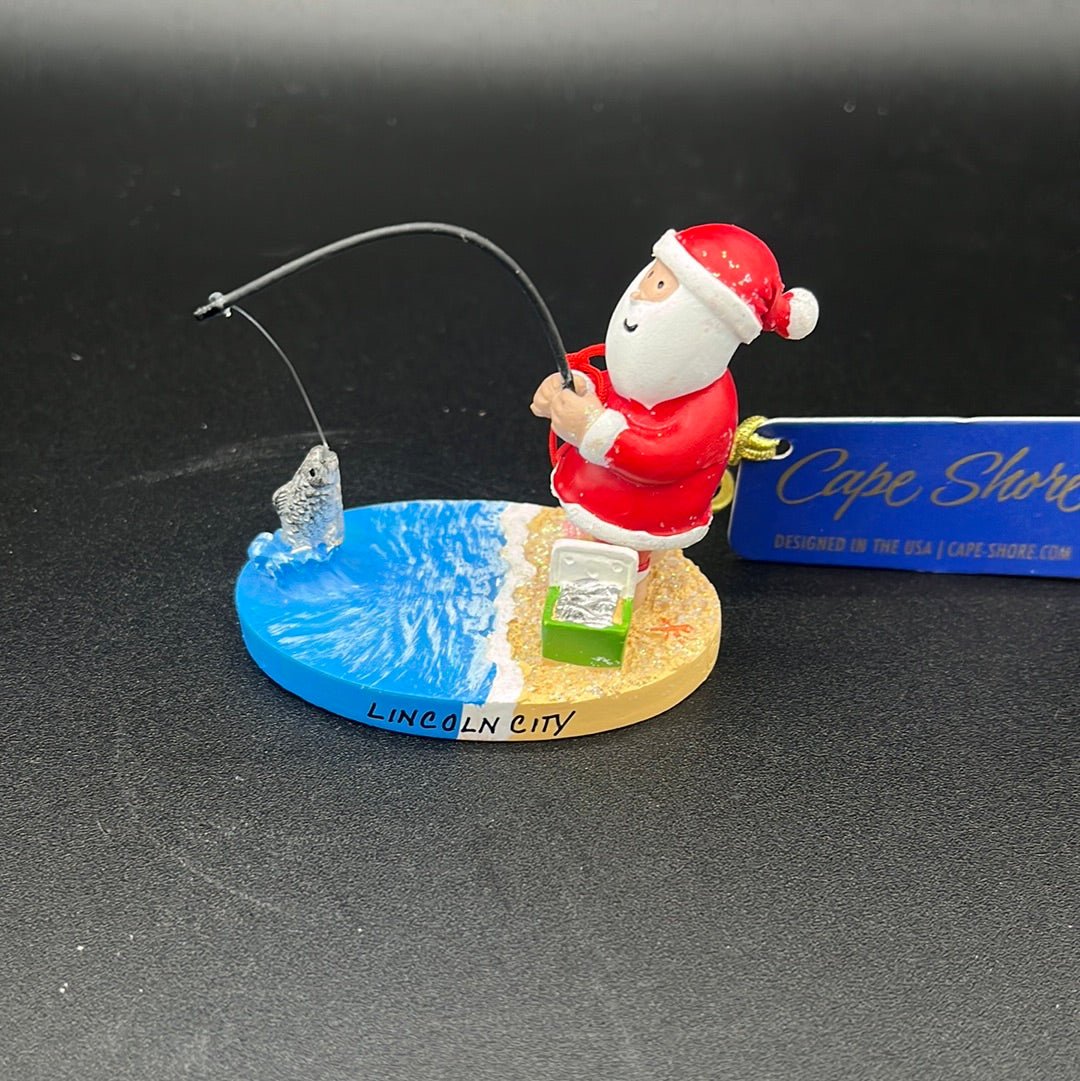 Clearance - Ornament Resin Santa Surf Fishing