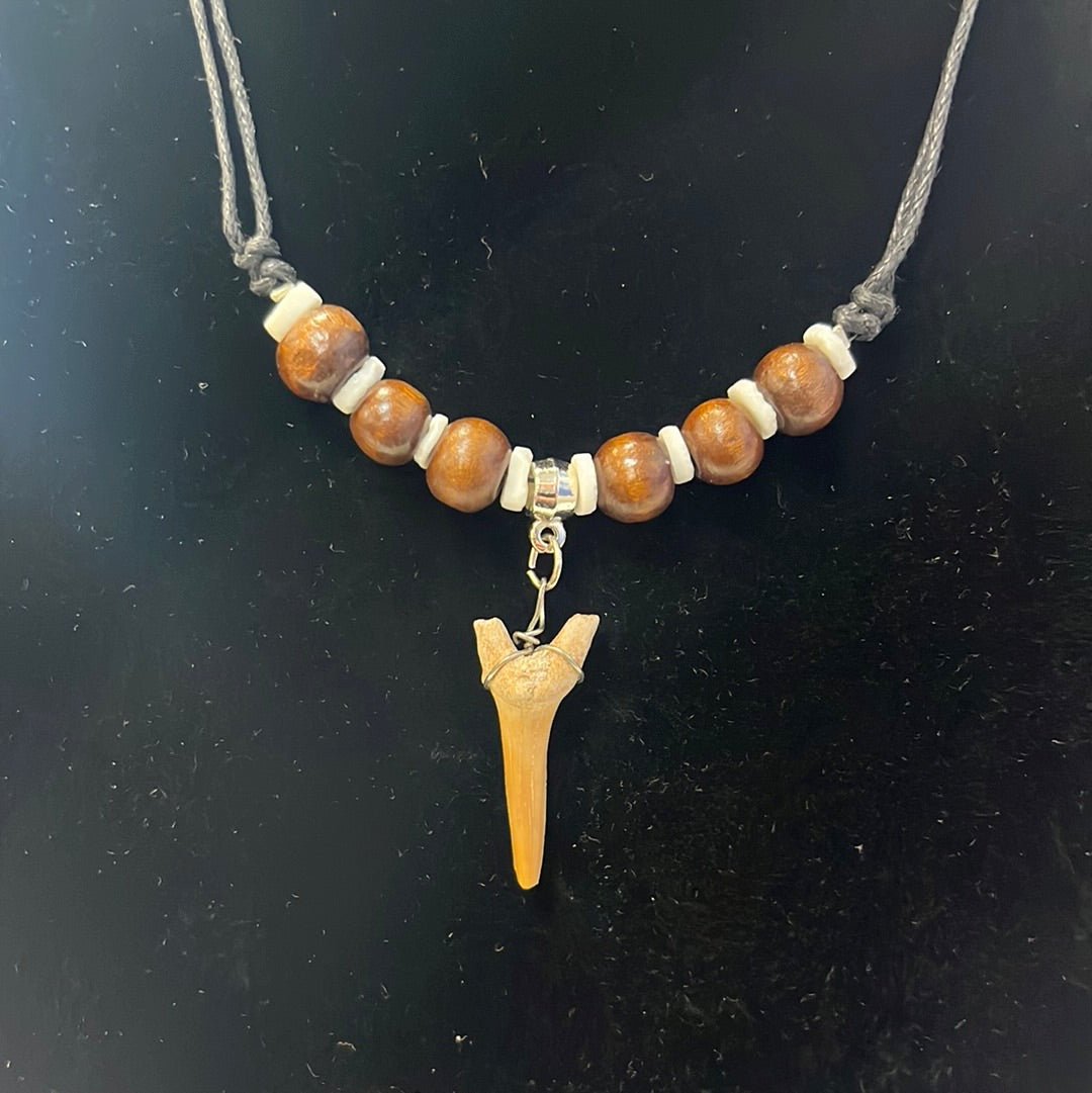 Shark Tooth Necklace Brown Beaded