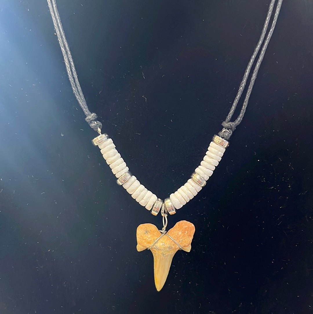 Shark Tooth Necklace White Beaded