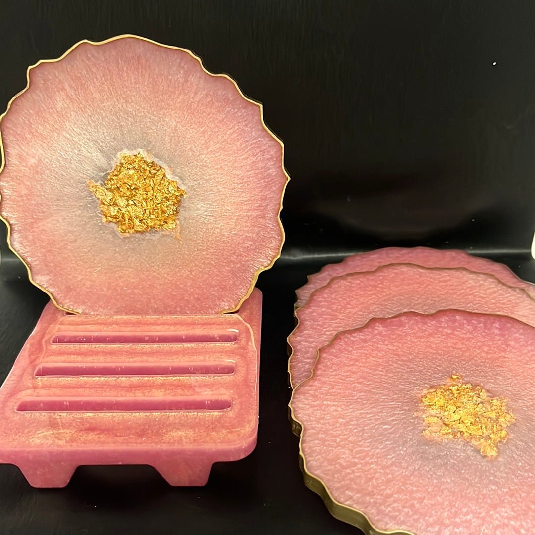 Coaster - Set - Pink Geode