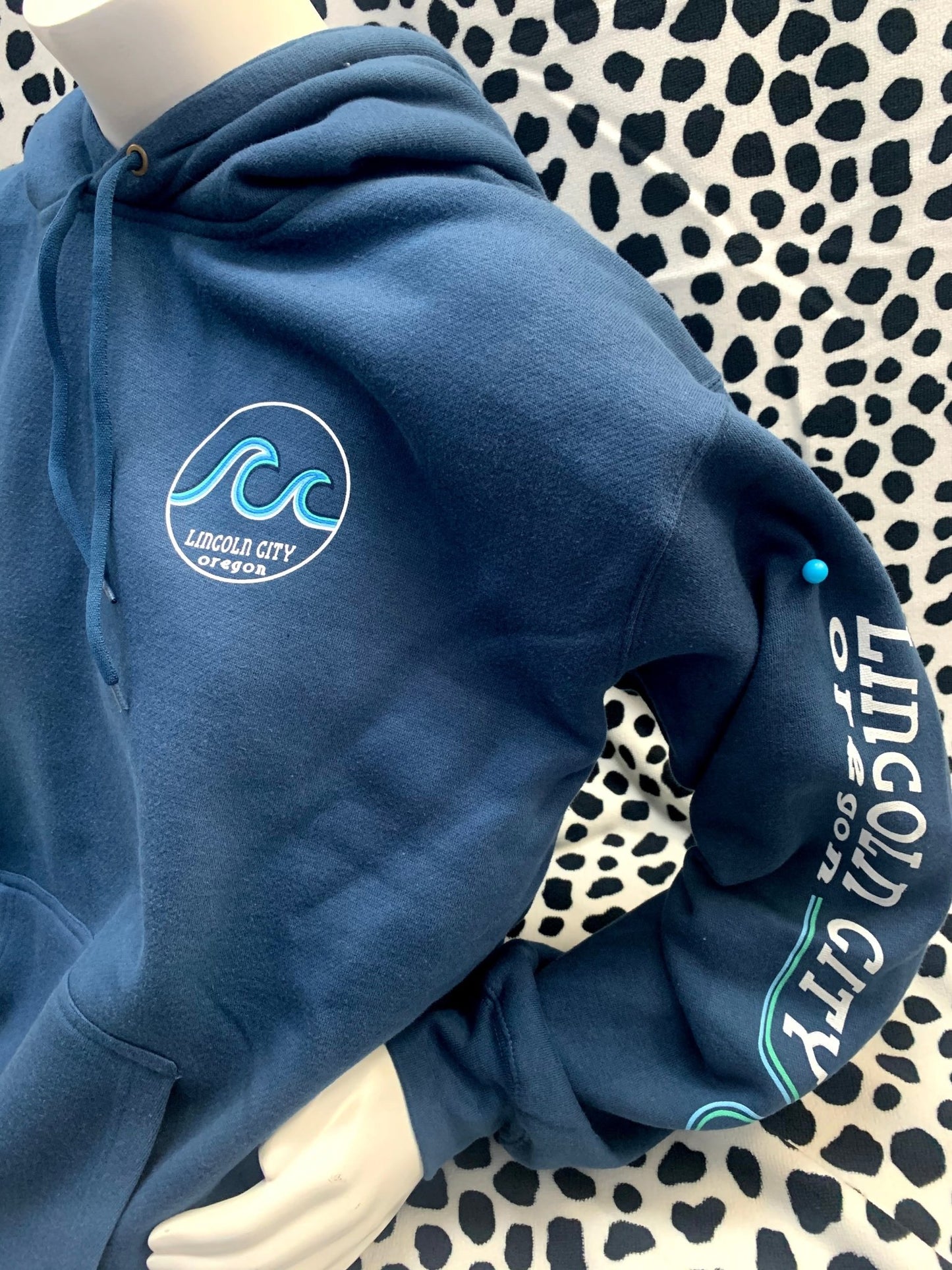 Unisex Hoodie Hearts on Fire Wave Patch Harbor Blue