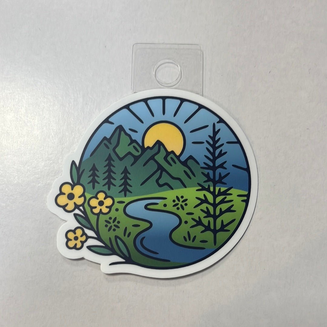 Round River & Mountains Sticker