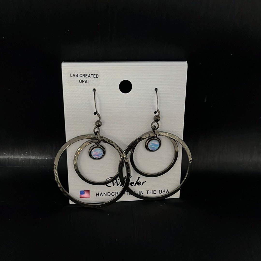 Clearance Earrings - 110 BGR - Gunmetal Grey w/ Blue Opal