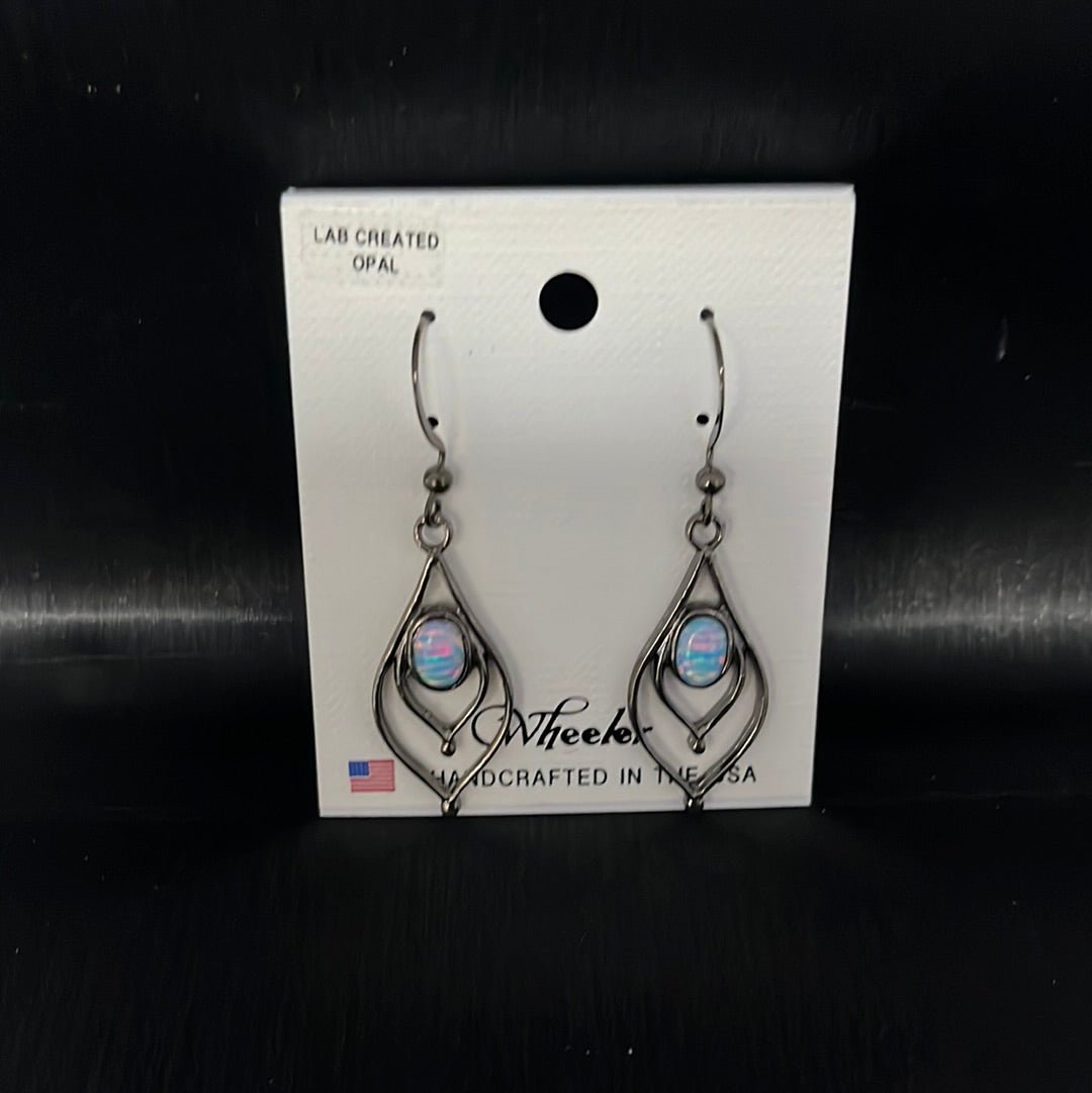 Clearance Earrings - 156 BGR - Gunmetal Grey w/ Blue Opal