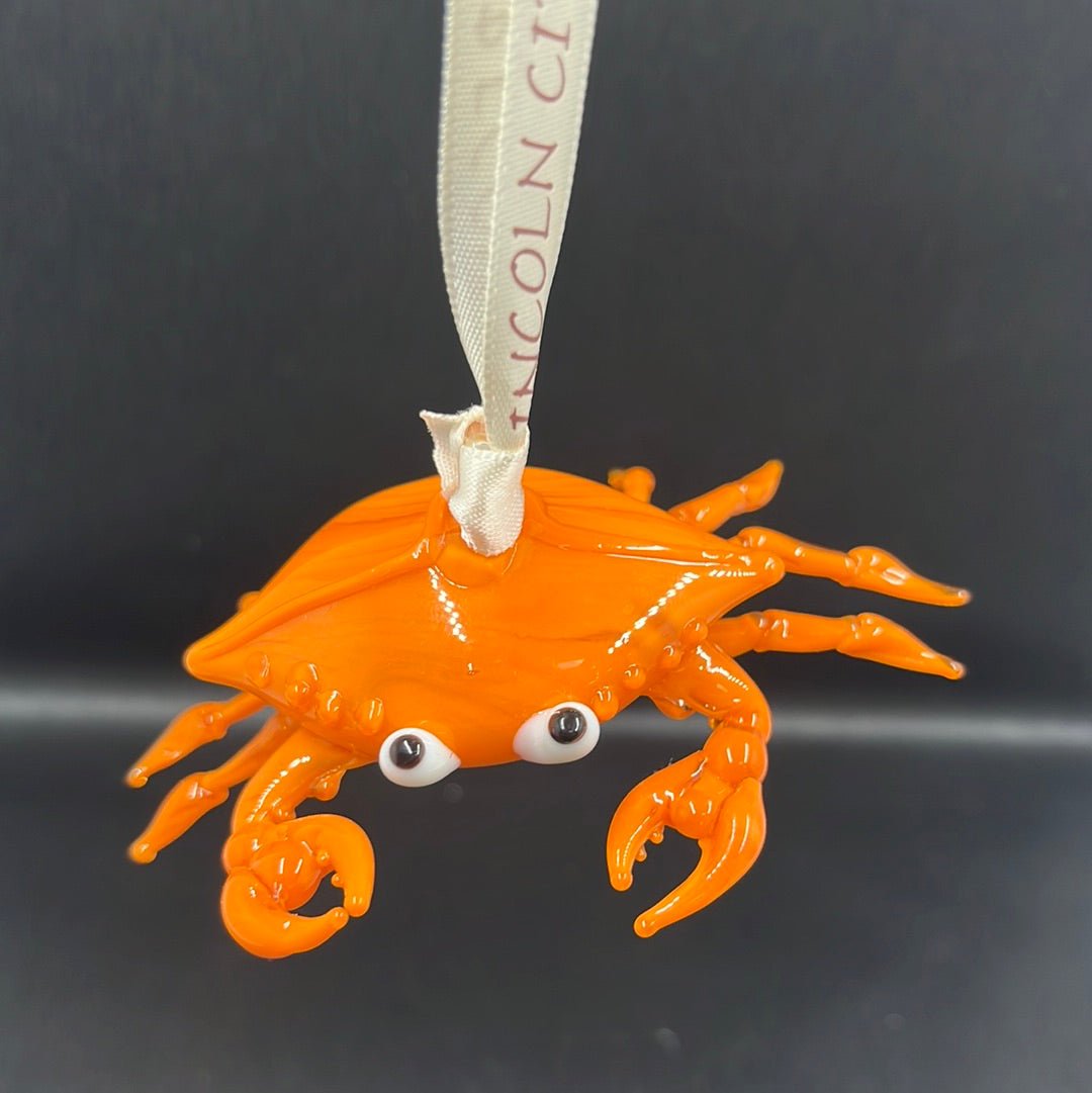 Ornament - Orange Crab Hand Blown Glass