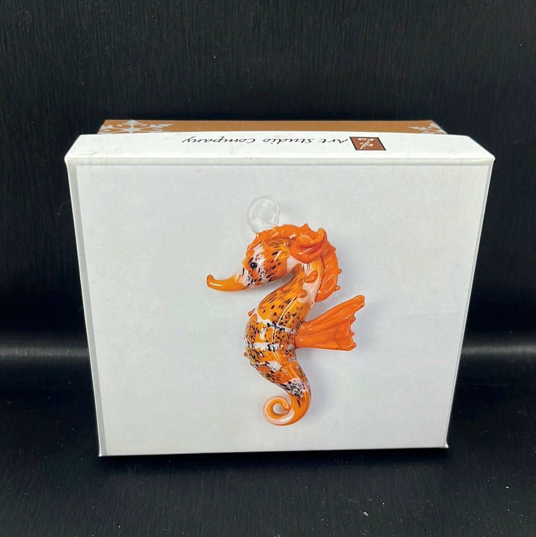 Ornament - Orange Seahorse Hand Blown Glass