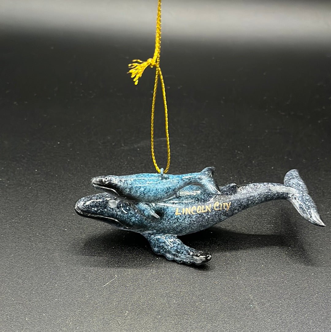 Ornament Glossy Resin Humpback Whale with Baby