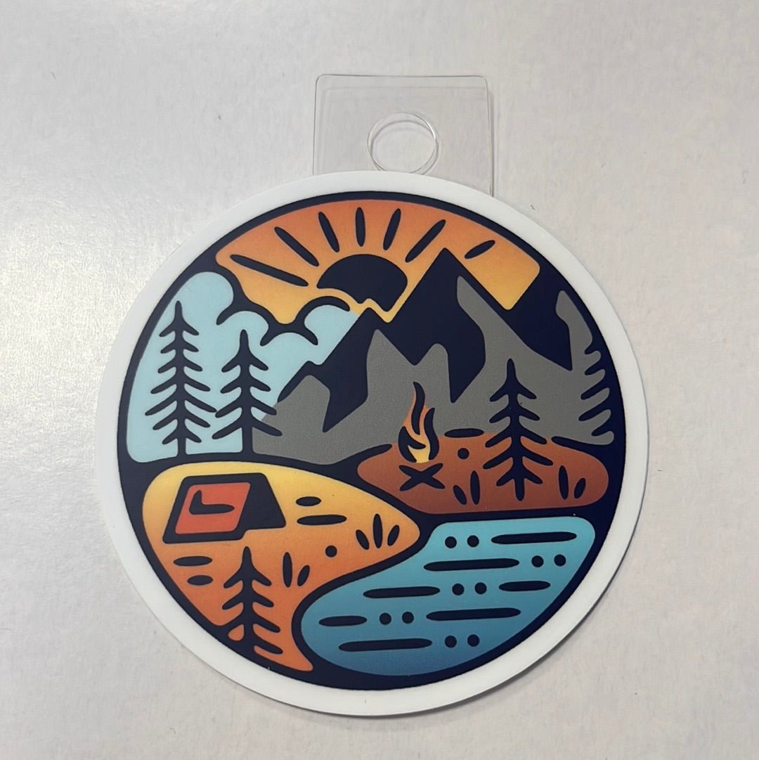 Round Camping Sticker