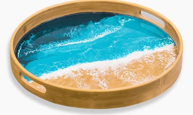 16" Ocean Vibes Round Serving Tray