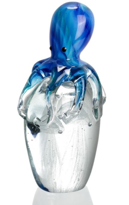 Glass Art - Octopus and Double Jellyfish Blue