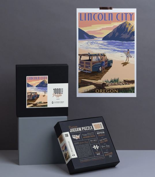 Woody On The Beach Lincoln City Oregon Puzzle