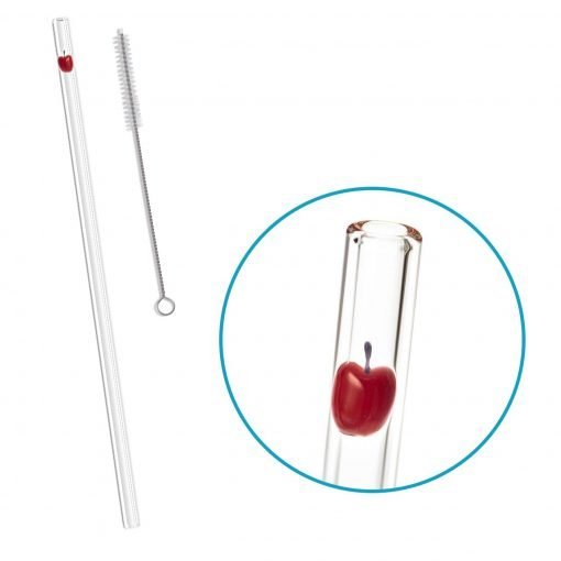 Apple Accented Glass Straw