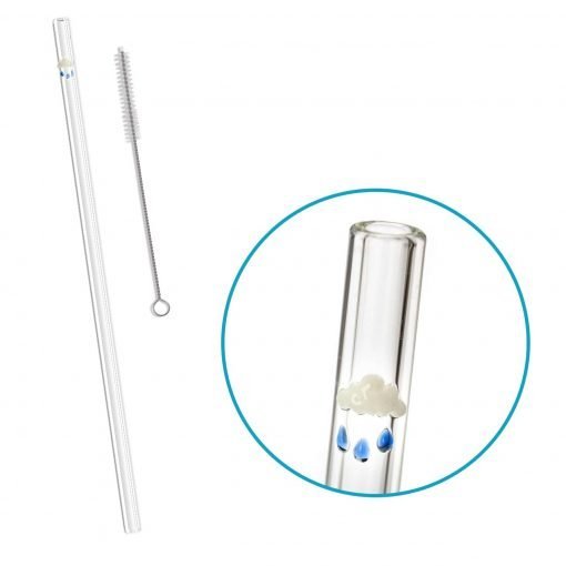 Rain Cloud Accented Glass Straw