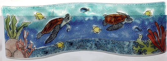 Glass Art - Wavy Dish - Reef Sea Turtles