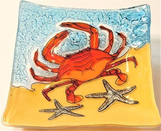 Mini Dish - Glass - Red Crab