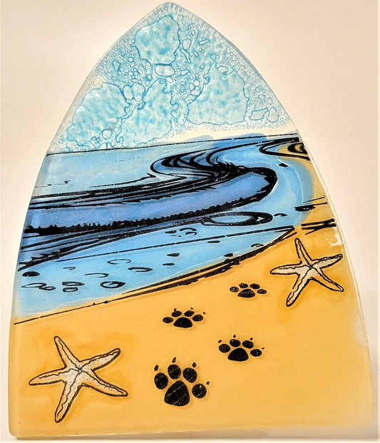 Night Light - Glass - Paws with Starfish